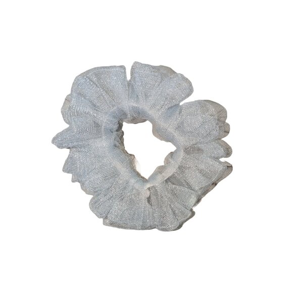 Mesh fabric scrunchies size small baby blue color and hand crafted - Picture 3 of 7